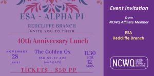 Invitation to attend ESA 40th anniversary lunch