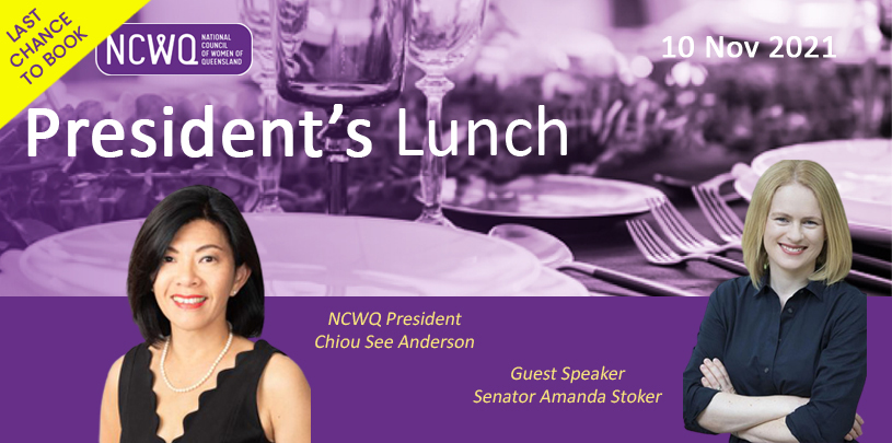 Invitation to attend the NCWQ President's Lunch 10 November 2021